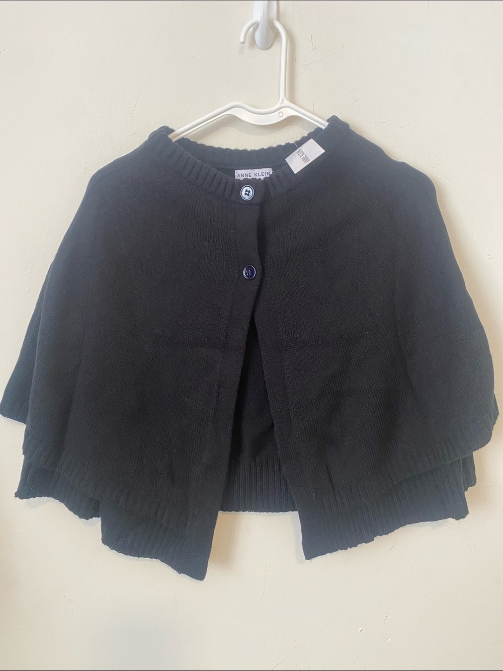 Anne Klein Black Knit Capelet with Button Front